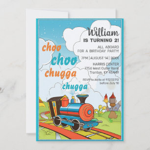 Choo Choo Bahn Kinder Niedliches Zugticket Geburts Einladung