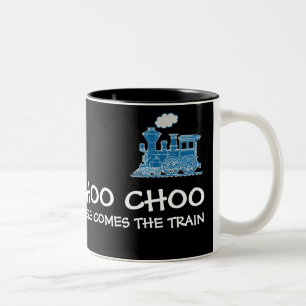 Choo Choo hier kommt die Zugmarine u. die schwarze Zweifarbige Tasse