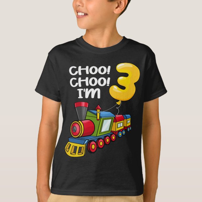 Choo Choo I m 3 Years Old Locomotive Boys Train 3r T-Shirt (Vorderseite)