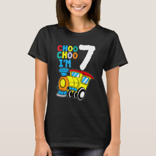 Choo Choo I m 7 Years Old Locomotive Train 7th Bir T-Shirt