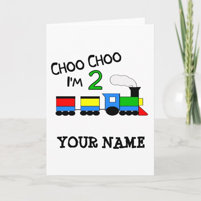 Choo Choo, ich bin 2! MIT ZUG Karte (Vorderseite)