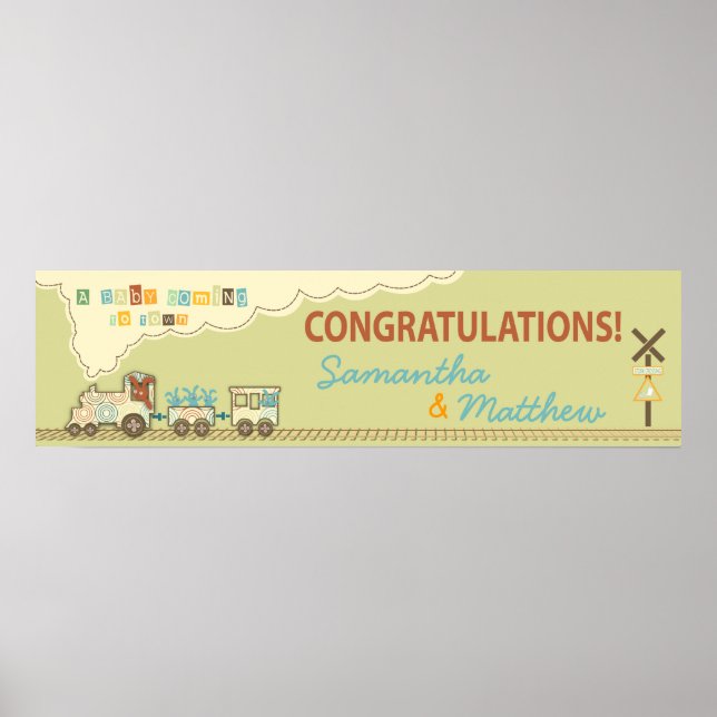 Choo Choo Train Baby Duschbanner Poster (Vorne)
