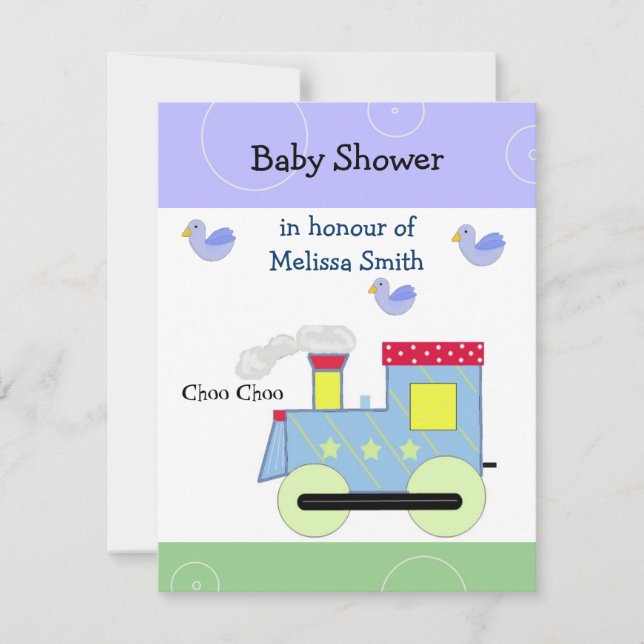Choo Choo Train Baby Dusche Einladung (Vorderseite)