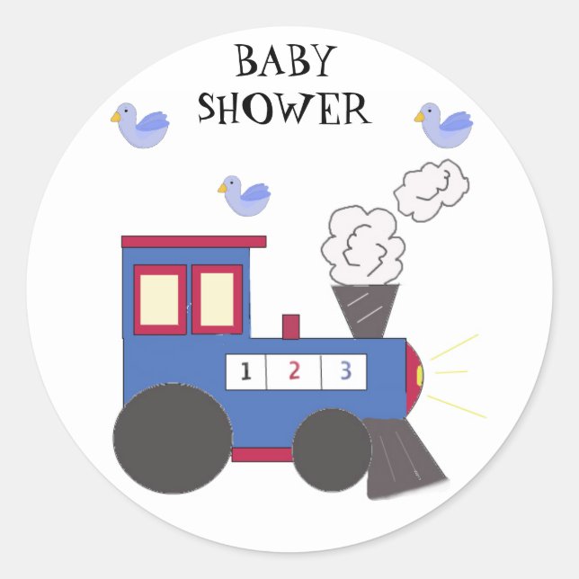 Choo Choo Train Baby Dusche Runder Aufkleber (Vorderseite)