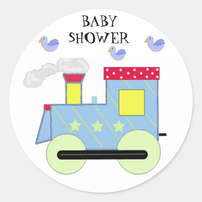 Choo Choo Train Baby Dusche Runder Aufkleber (Vorderseite)