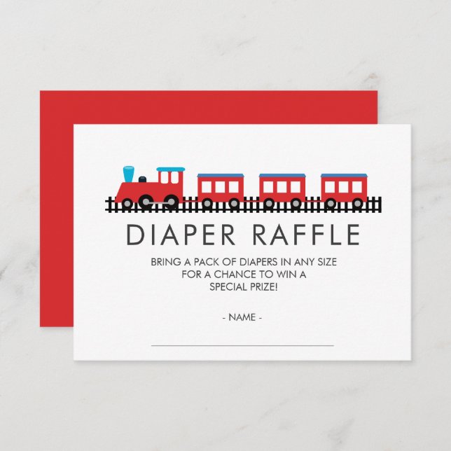 CHOO CHOO TRAIN Baby Dusche Windeln Raffle Ticket Einladung (Vorne/Hinten)