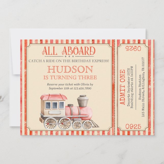 Choo Choo Train Birthday Invite - Train Party sie Einladung (Vorderseite)