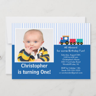 Choo Choo Train Foto Geburtstag Einladung