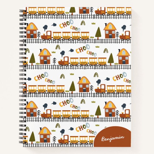 Choo Choo Train Pattern Little Kid Name School Notizbuch (Vorderseite)