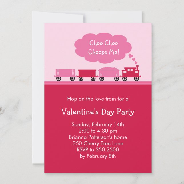 Choo Choo Train Valentine Party Einladung (Vorderseite)