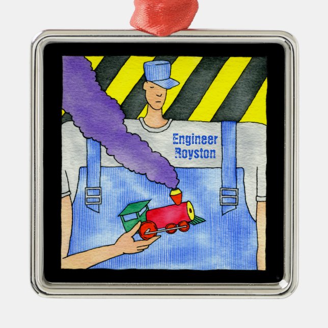 Choo Choo Zug-Ingenieur Silbernes Ornament (Vorne)