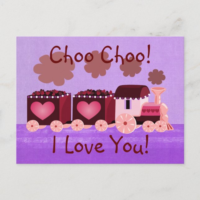 Choo Choo Zug-Valentinsgruß-Postkarte Feiertagspostkarte (Vorderseite)