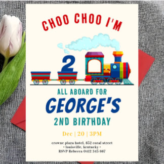Choo Choo Züge Fahrzeugtransport Geburtstag Einladung