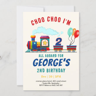 Choo Choo Zugfahrt Fahrzeug Transport Geburtstag I Einladung
