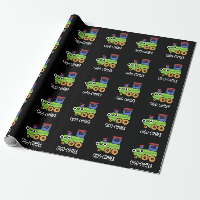 Choo cumber Funny Cucumber Pun Dark BG Geschenkpapier (Ungerollt)