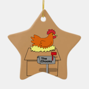 Chook Haus-lustiges Huhn auf Haus-Cartoon Keramik Ornament