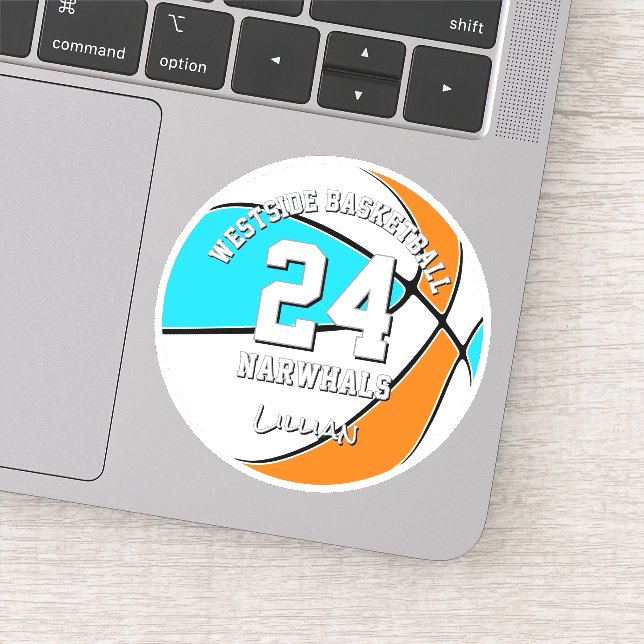 choose ANY team colors athlete name basketball Aufkleber (Detail)
