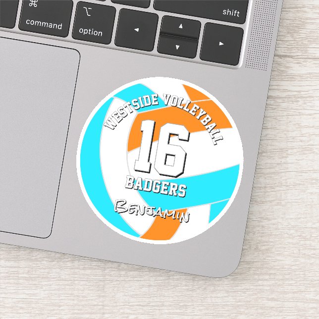 choose ANY team colors athlete name volleyball Aufkleber (Detail)