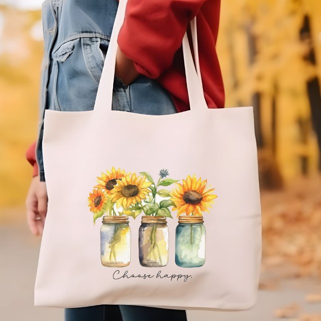 "Choose Happy" Sonnenblume Tasche (Von Creator hochgeladen)