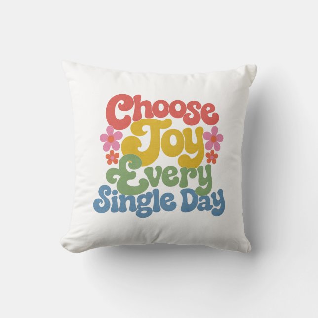 Choose Joy Every Single Day Retro Rainbow  Kissen (Vorderseite)
