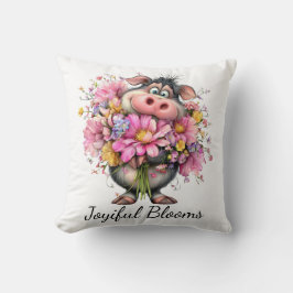 Choose Joy Floral Pig Throw Pillow Kissen