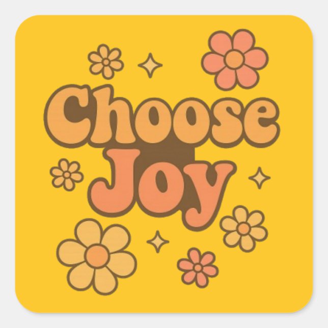 Choose Joy Minimalist Art - Positive Mindset Print Quadratischer Aufkleber (Vorderseite)