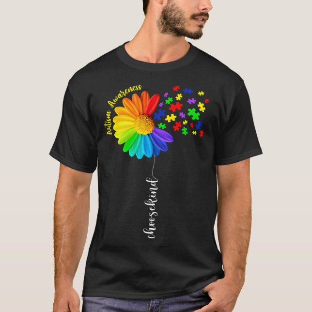 Choose Kind Autism Awareness Month Sunflower Dad M T-Shirt (Vorderseite)