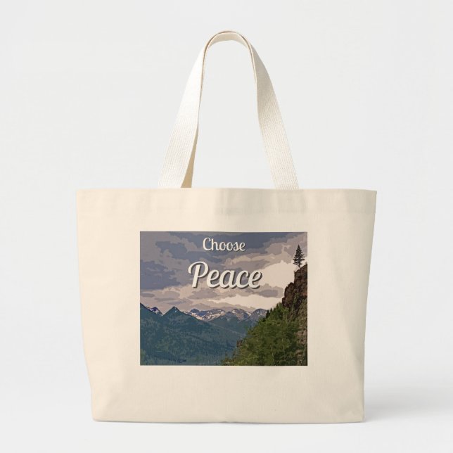 Choose Peace Large Tote Bag Jumbo Stoffbeutel (Vorne)