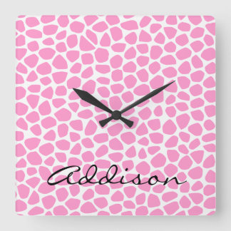 Choose Your Color Giraffe Wall Clock Quadratische Wanduhr