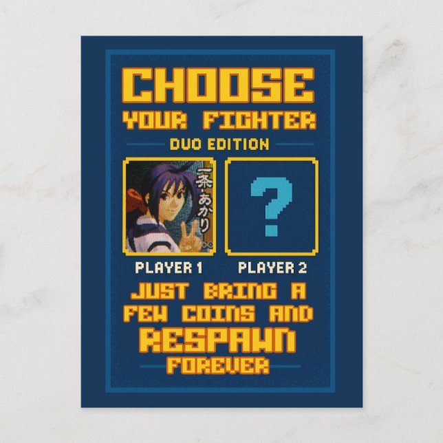 „Choose Your Fighter – Duo Edition“ – Retro Postkarte (Vorderseite)