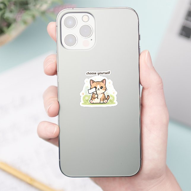 Choose Yourself Sticker – Cute Self Love Cat  (Telefon)