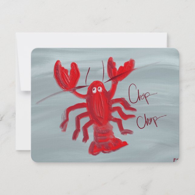 Chop Chop Lobster Oil Painted Note Card Mitteilungskarte (Vorderseite)