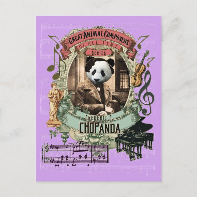 Chopanda Funny Panda Großer Tierkomponist Chopin Postkarte (Vorderseite)