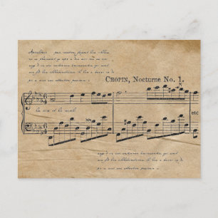 Chopin Nocturne Sheet Music French Text Postkarte