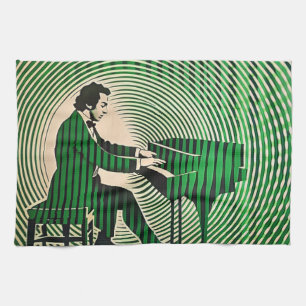 Chopin spielt Klavier im optischen Täuschungsstil Geschirrtuch