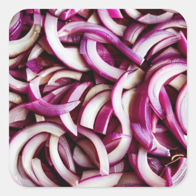 Chopped Red Onions Quadratischer Aufkleber (Vorderseite)