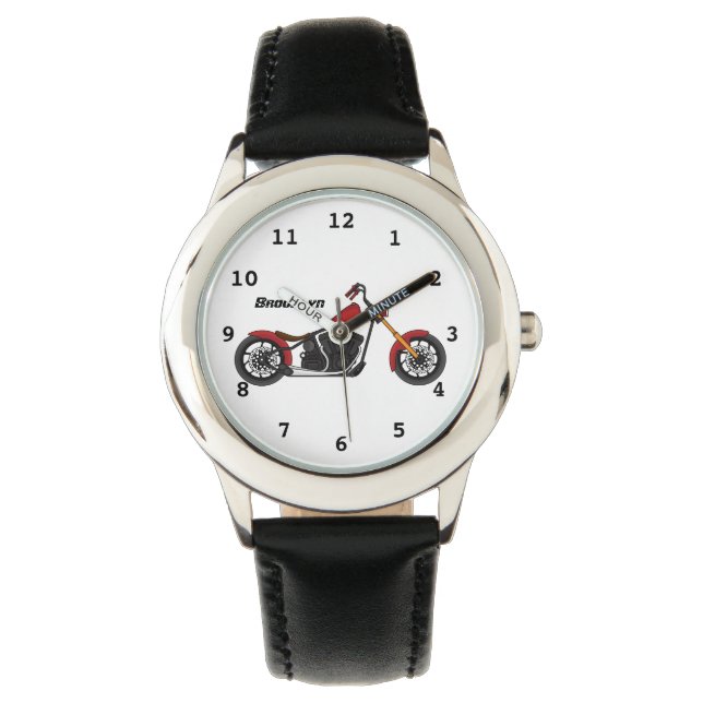 Chopper-Art Motorrad-Abbildung Armbanduhr (Vorderseite)