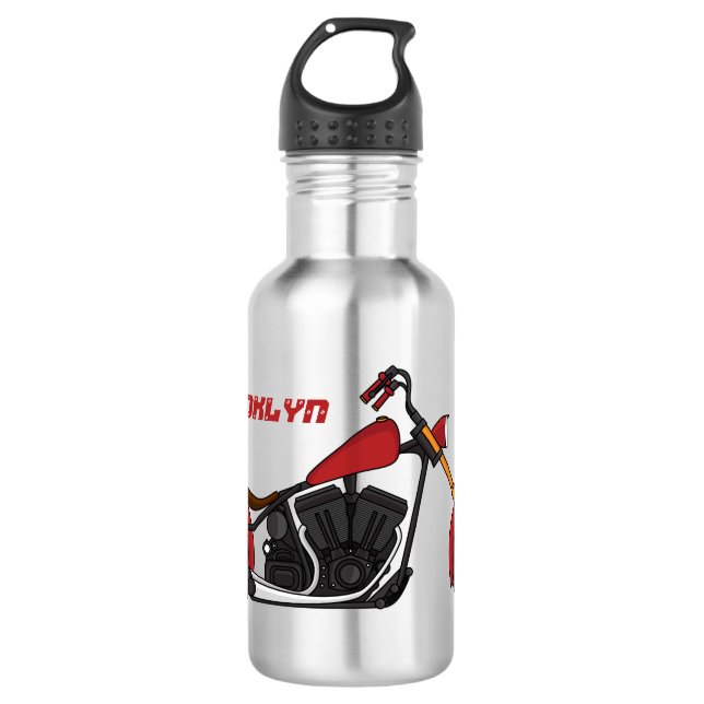 Chopper-Art Motorrad-Abbildung Edelstahlflasche (Vorderseite)