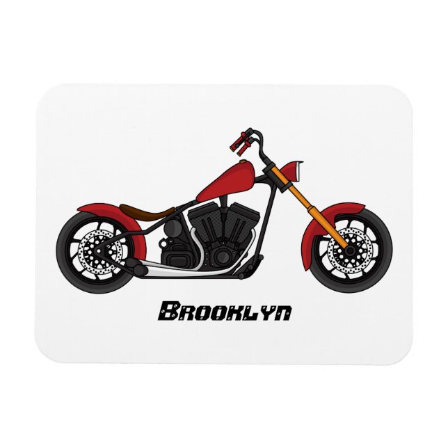 Chopper-Art Motorrad-Abbildung Magnet (Horizontal)