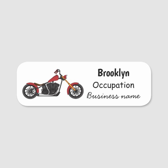Chopper-Art Motorrad-Abbildung Namensschild (Vorderseite)