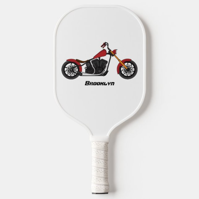 Chopper-Art Motorrad-Abbildung Pickleball Schläger (Vorderseite)