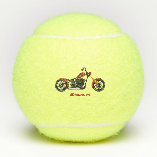 Chopper-Art Motorrad-Abbildung Tennisbälle (Vorderseite)