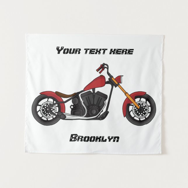 Chopper-Art Motorrad-Abbildung Wandteppich (Vorderseite (Horizontal))