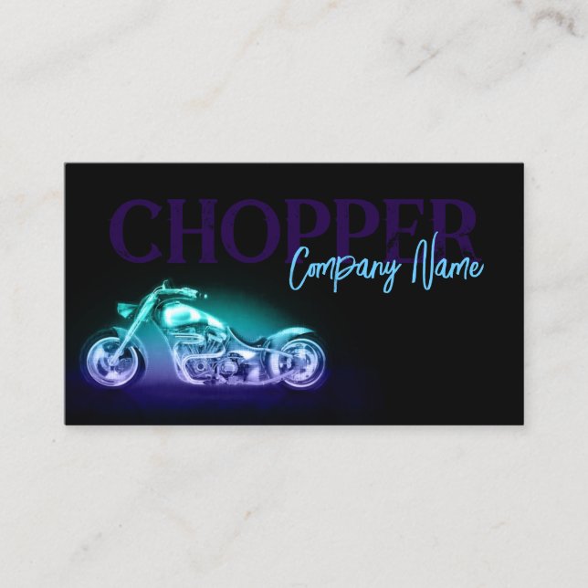 Chopper Bike Neon Light Simple Black Business Card Visitenkarte (Vorderseite)