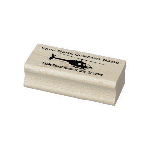 Chopper-Hubschrauber-Silhouette mit 2 Textzeilen Gummistempel