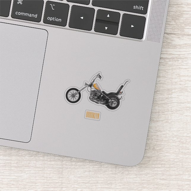 Chopper Motorrad 1950 Cartoon Abbildung Aufkleber (Ausschnitt)