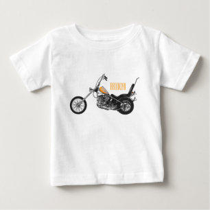 Chopper Motorrad 1950 Cartoon Abbildung Baby T-shirt