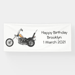Chopper Motorrad 1950 Cartoon Abbildung Banner