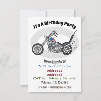 Chopper Motorrad 1950 Cartoon Abbildung Einladung