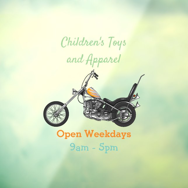 Chopper Motorrad 1950 Cartoon Abbildung Fensteraufkleber (Blatt 3)